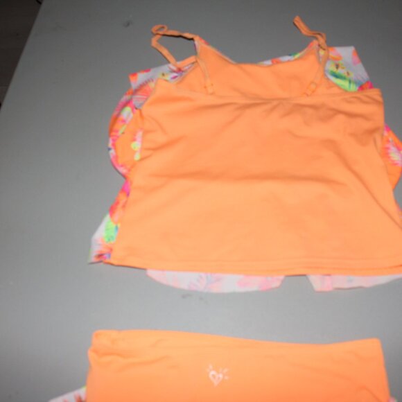 Tropical Orange 2 Pcs Justice Tankini Swimsuit Size 16 - Picture 7 of 10